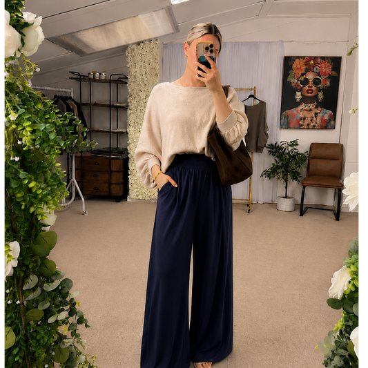 Luna Soft Knit Wide Leg Trousers