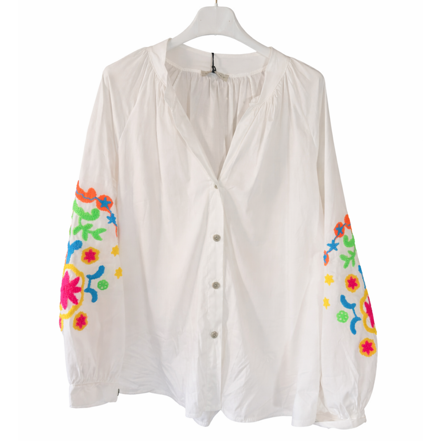 The luxe white embroidered sleeved shirt