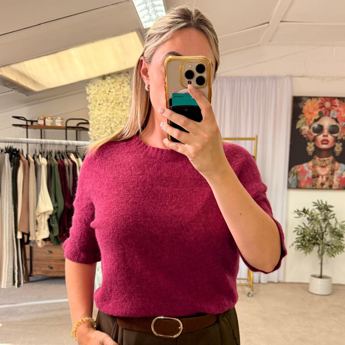Baby Alpaca Wool Blend Frill Sleeve Top