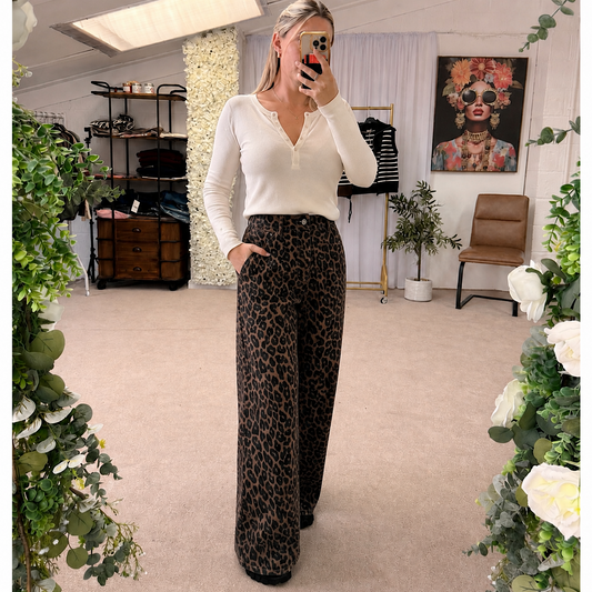 Wide Leg Chocolate Animal Voggo Denim Jeans
