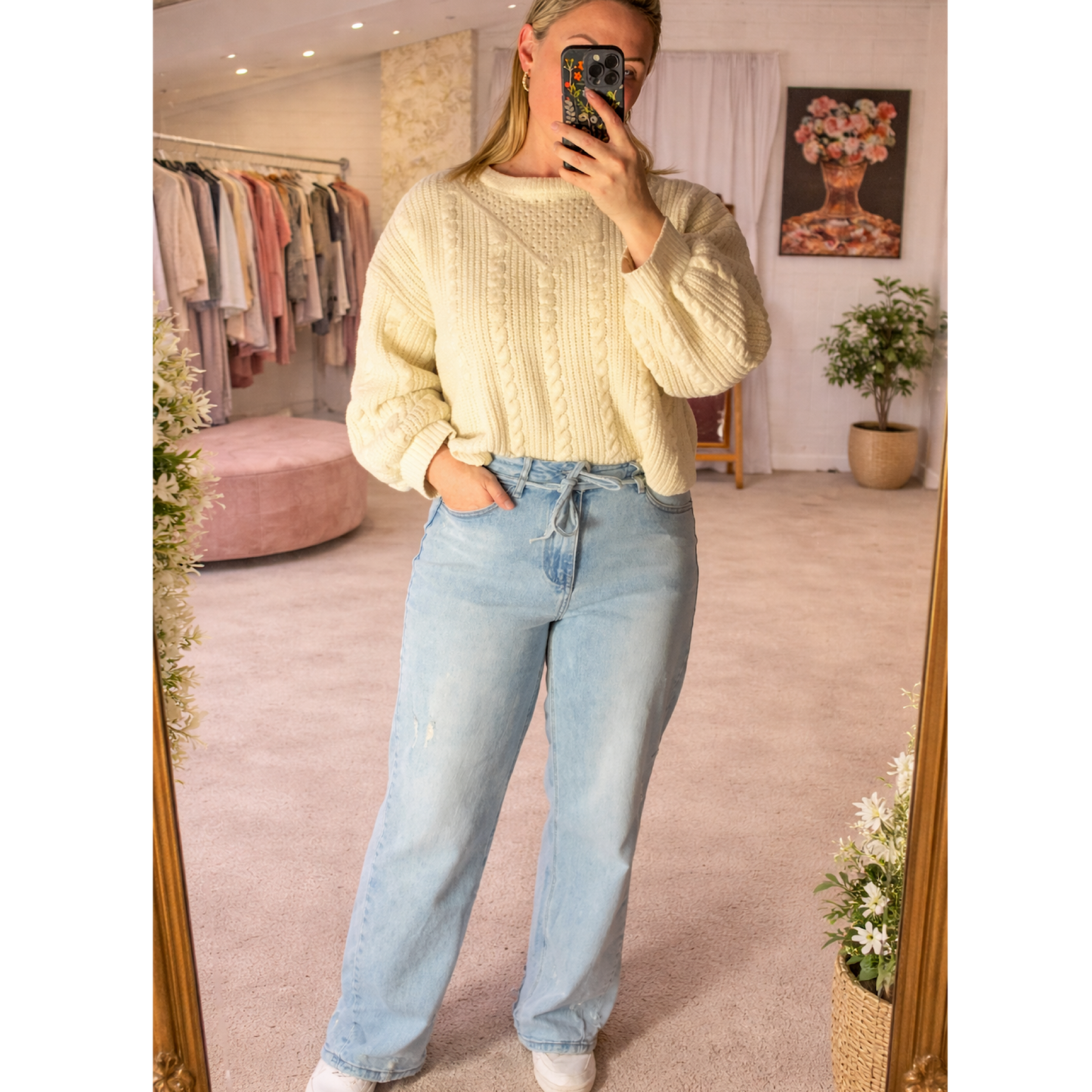 The Kensington Light distressed Wash Jeans with Twisted Seam (30 inch inside leg)