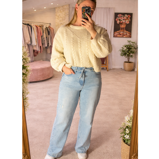 The Kensington Light distressed Wash Jeans with Twisted Seam (30 inch inside leg)