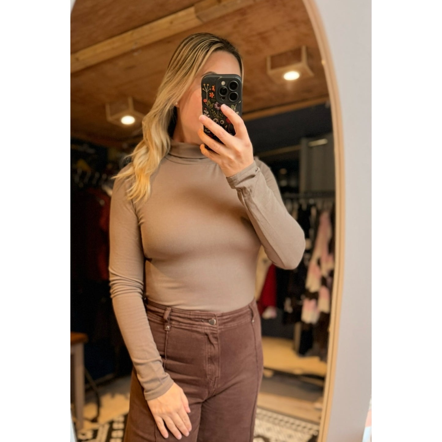 Turtle neck thermal long sleeved tops