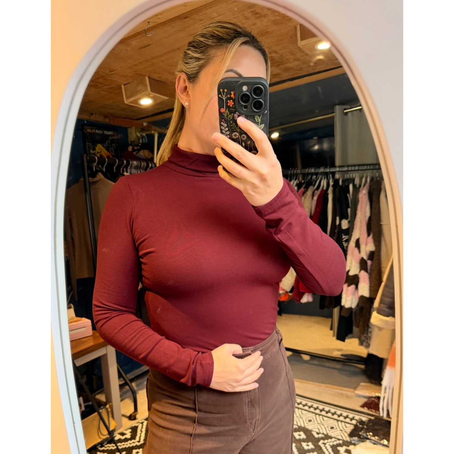 Turtle neck thermal long sleeved tops