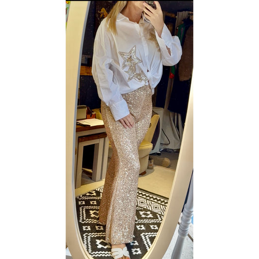 Sequin flared trousers