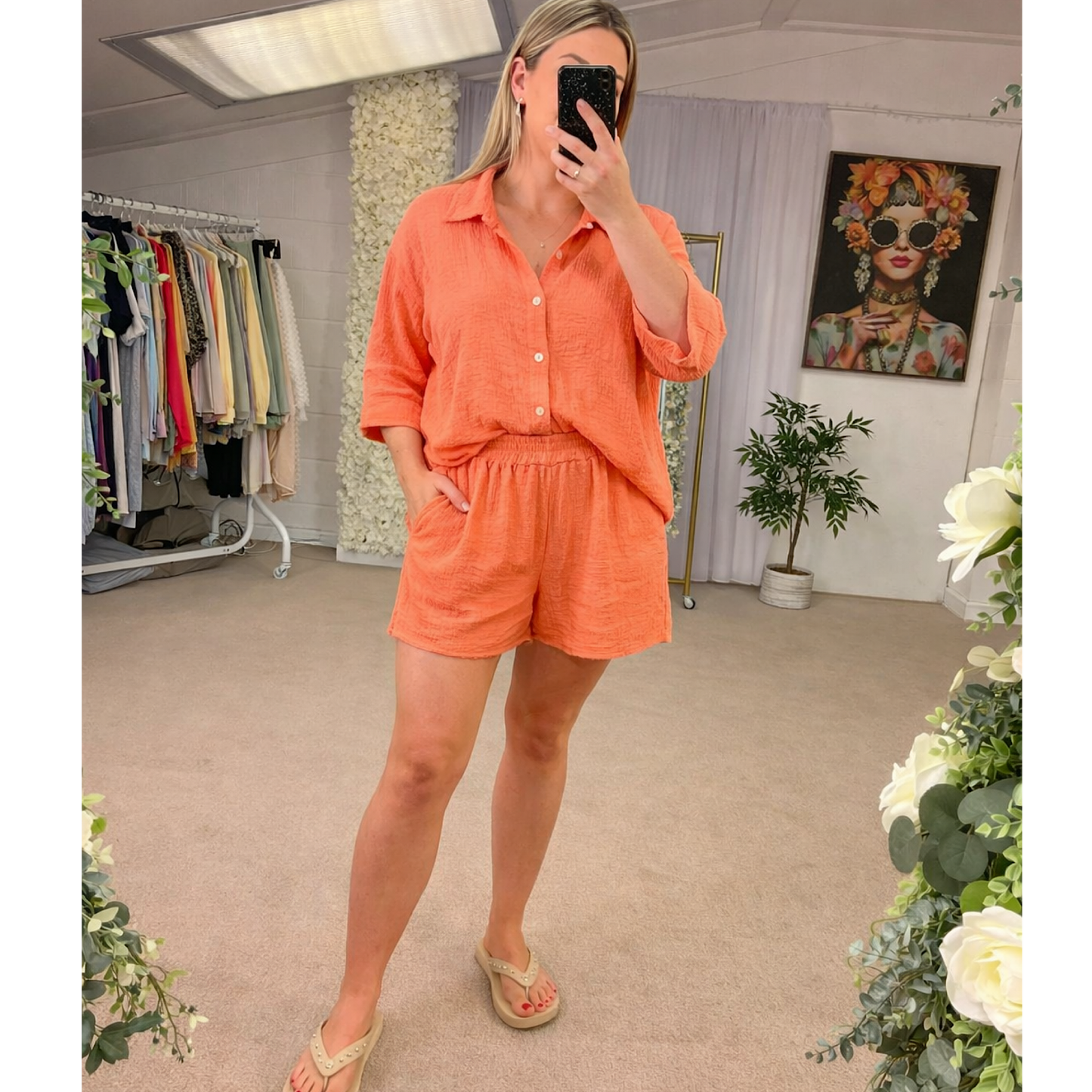 Waffle cheesecloth shorts
