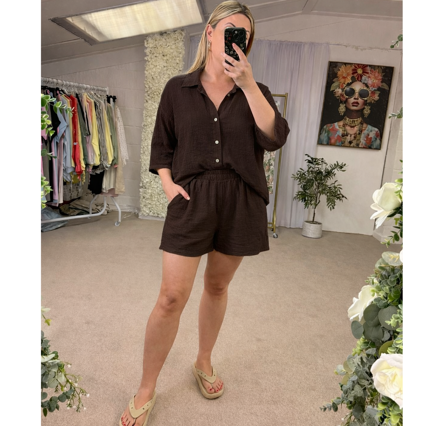 Waffle cheesecloth shorts