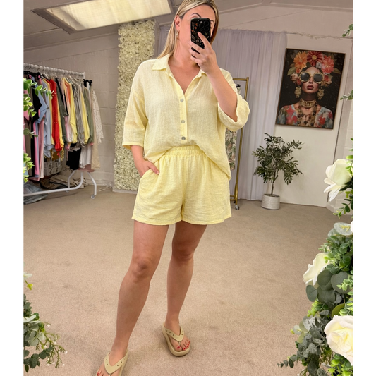Waffle cheesecloth shorts