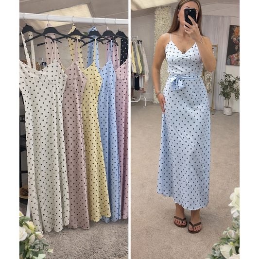 Polka Dot satin feel dresses