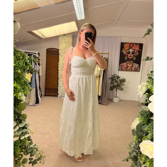 Embroidery Anglaise Strappy Maxi Dress