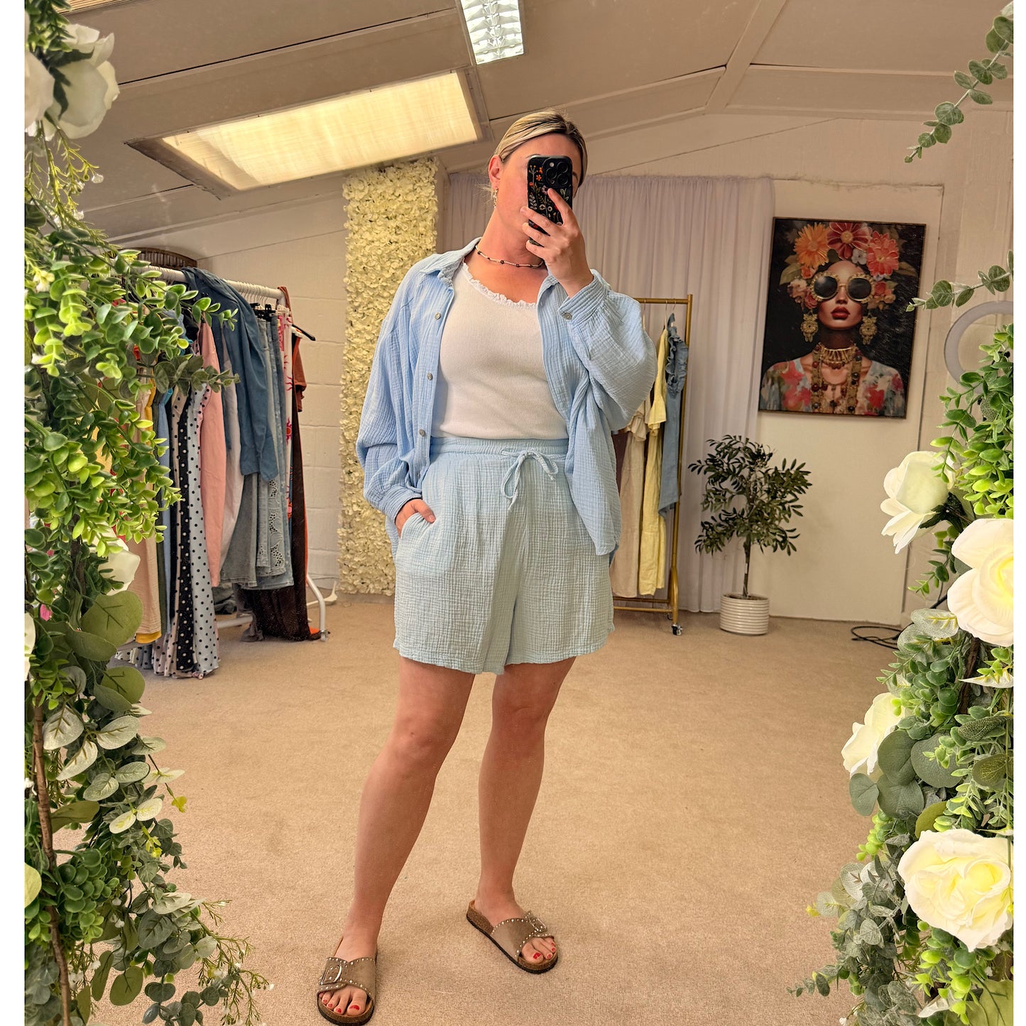 100% cheesecloth shorts