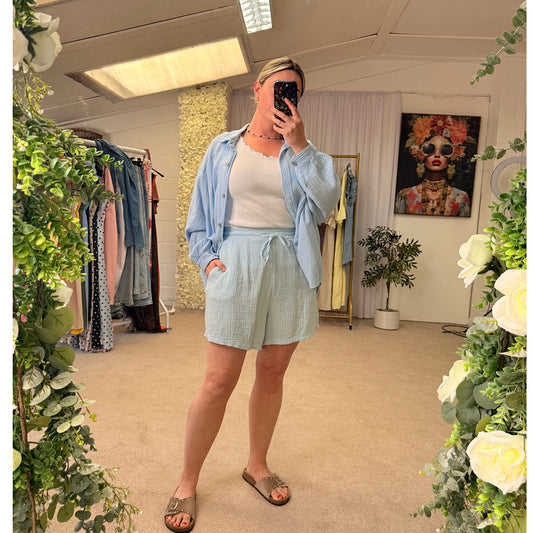 100% cheesecloth shorts