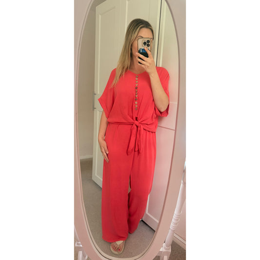 Bella button tie up two piece set