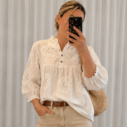 Embroidered oversized cotton shirts