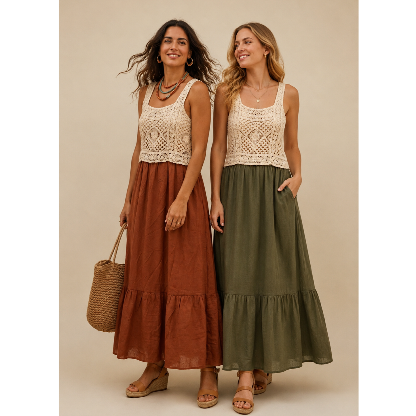 Summer bodice crochet maxi dresses