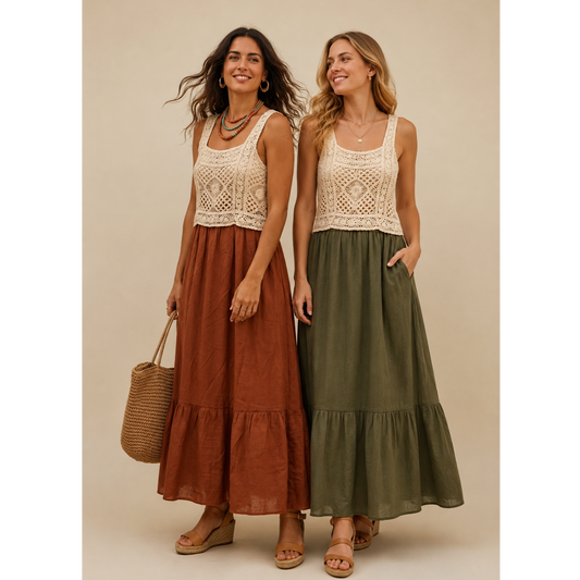 Summer bodice crochet maxi dresses