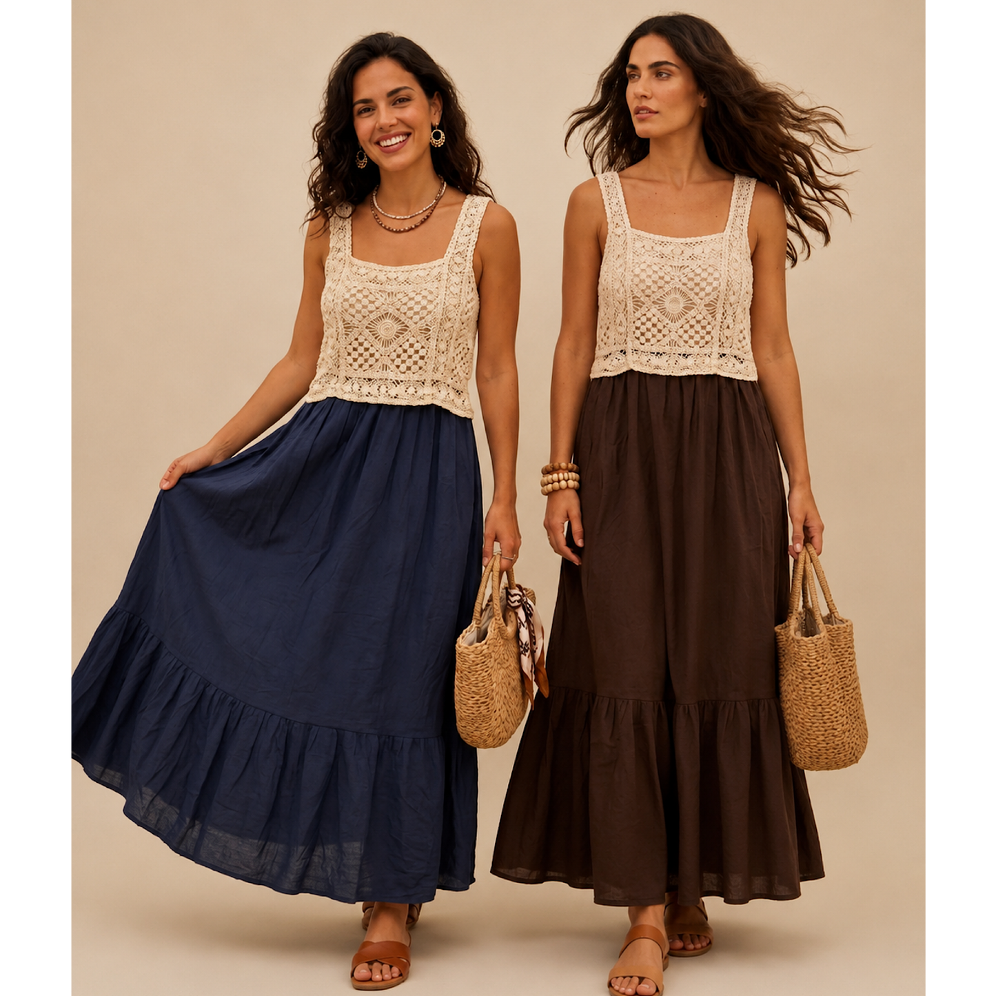 Summer bodice crochet maxi dresses