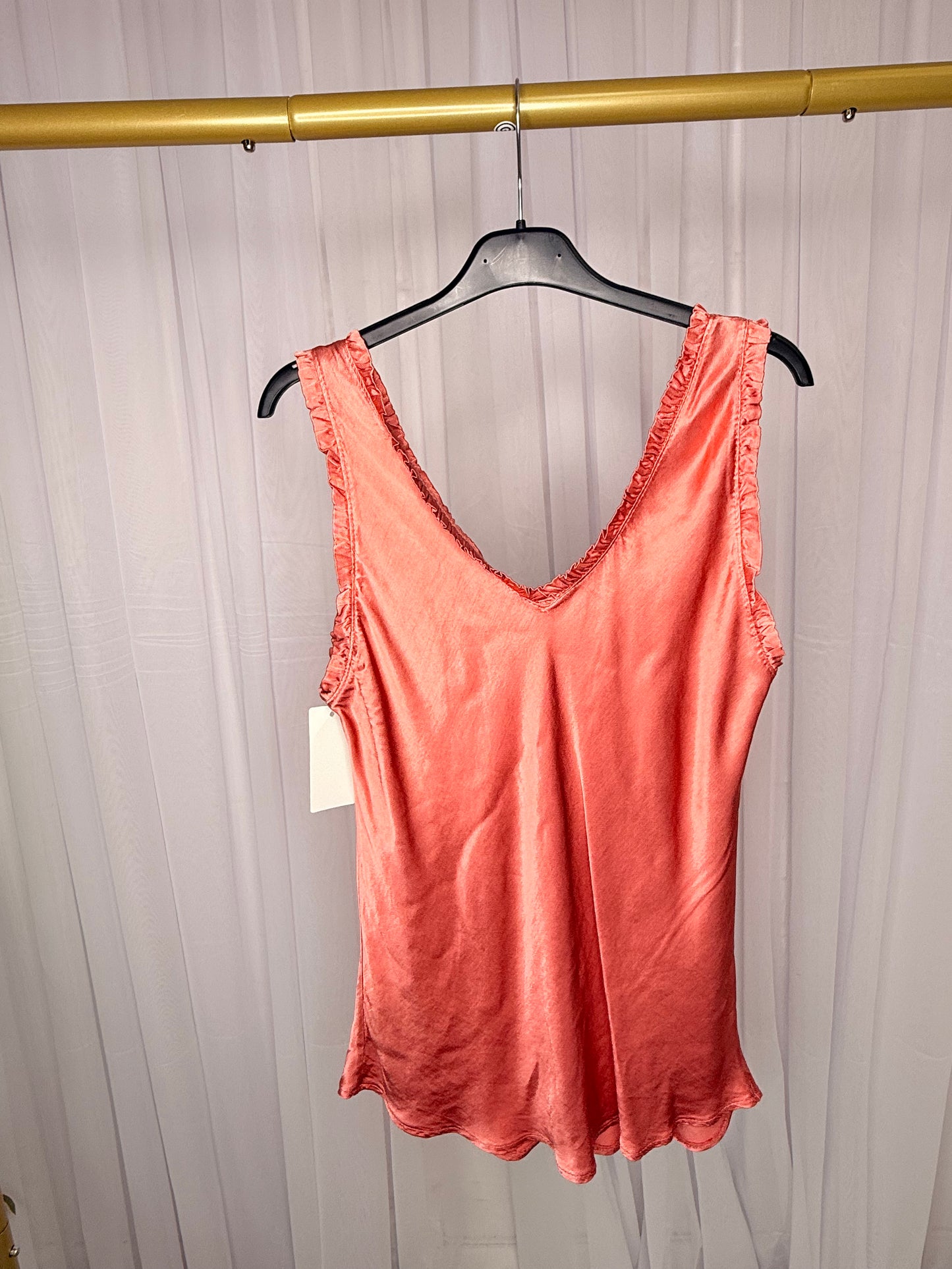 Silk feel frill vest tops