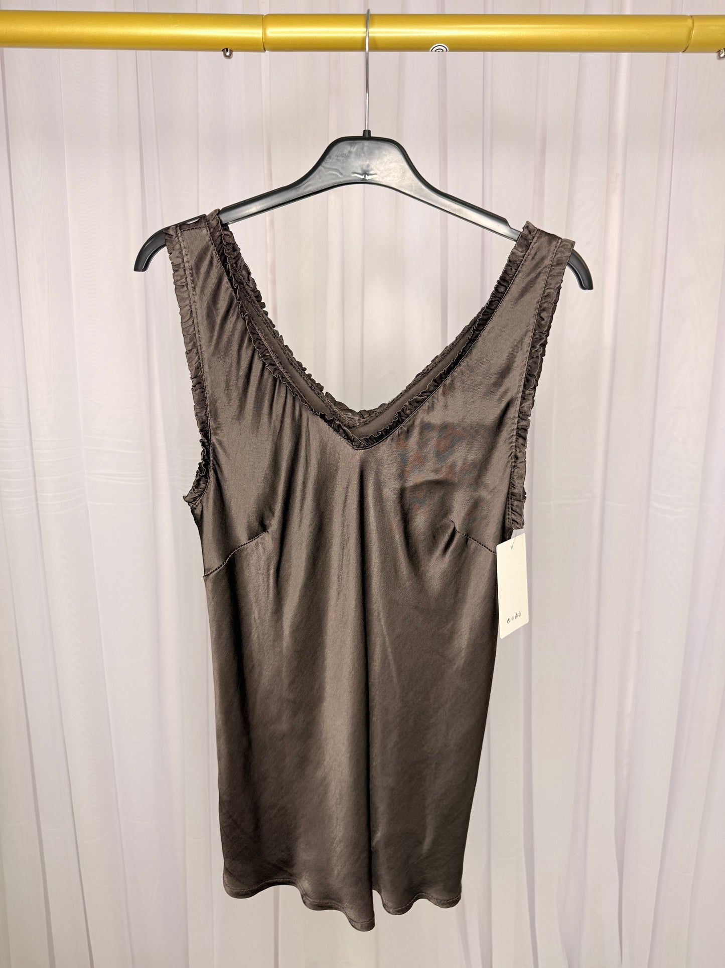 Silk feel frill vest tops