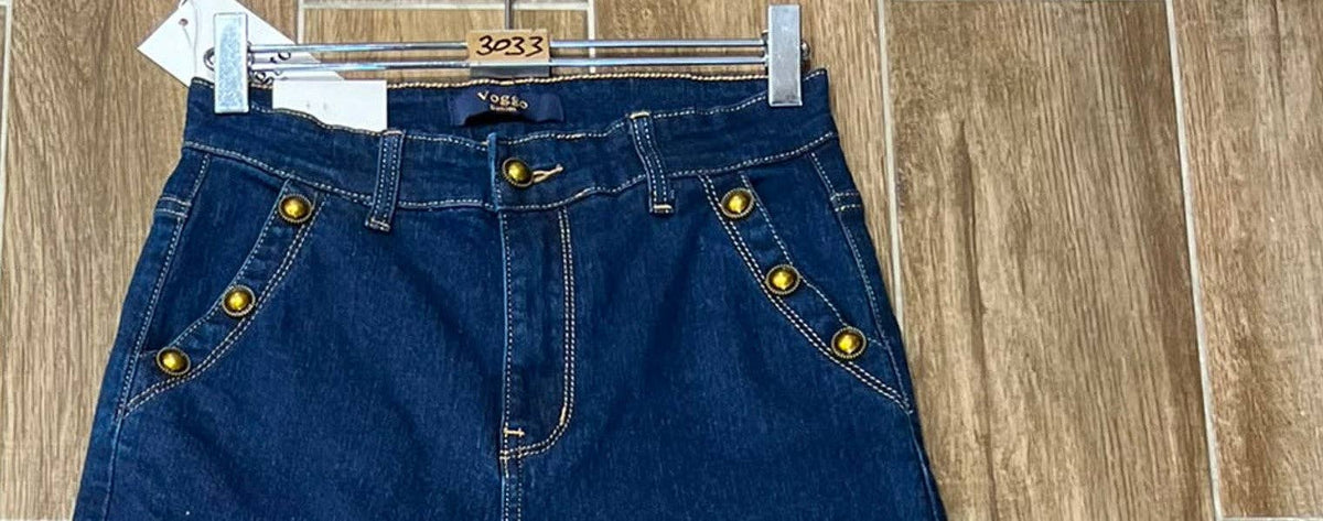 Premium Wide Leg Gold Side Button Voggo Jeans